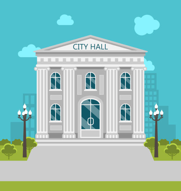 Municipal Building, City Hall, the Government, the Court. vector art illustration