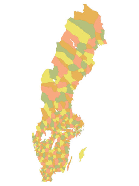 i̇sveç belediyeler haritası - sweden stock illustrations