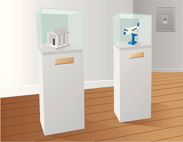 Museum Display Cases A pair of display cases in a museum or gallery. Easily editable (put anything in the display cases!) - Illustrator CS5 file also included. display cabinet stock illustrations