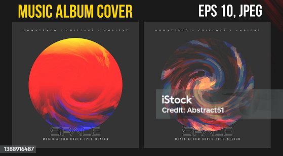 istock Music Album Cover for the Web Presentation. Abstract Vector Design of CD Cover and Vinyl Record. Suitable for use as poster, flyer, banner, leaflet, book cover, brochure, presentation, trance, minimal, electronic, electro, chillout, ambient 1388916487