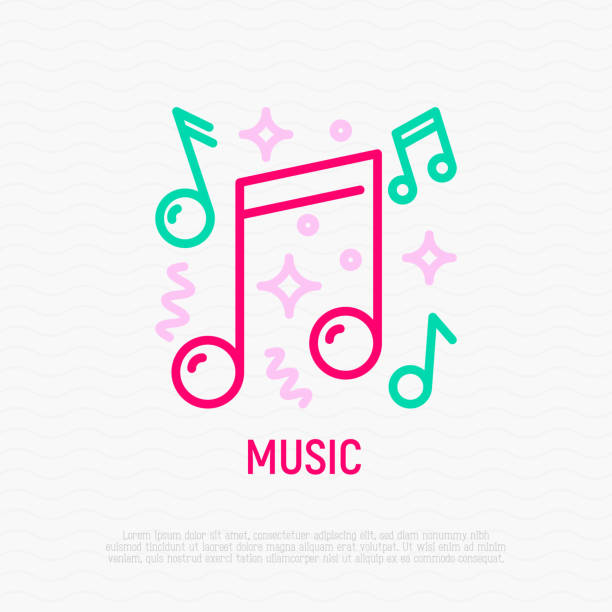 Music at party thin line icon. Modern vector illustration. Music at party thin line icon. Modern vector illustration. music symbols stock illustrations