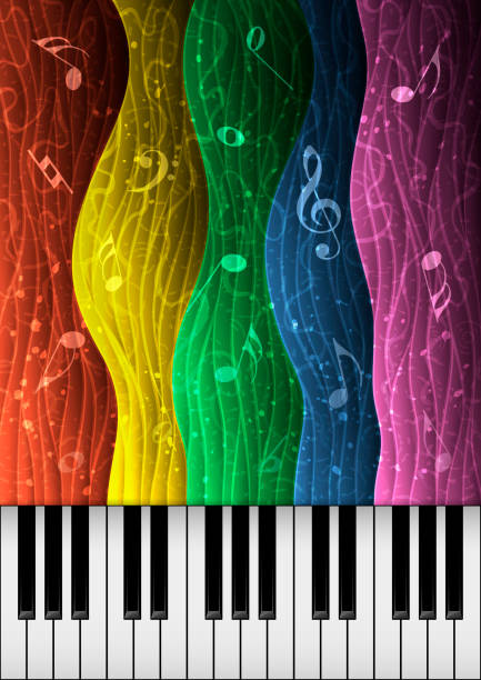 Music background illustration with piano keys vector art illustration