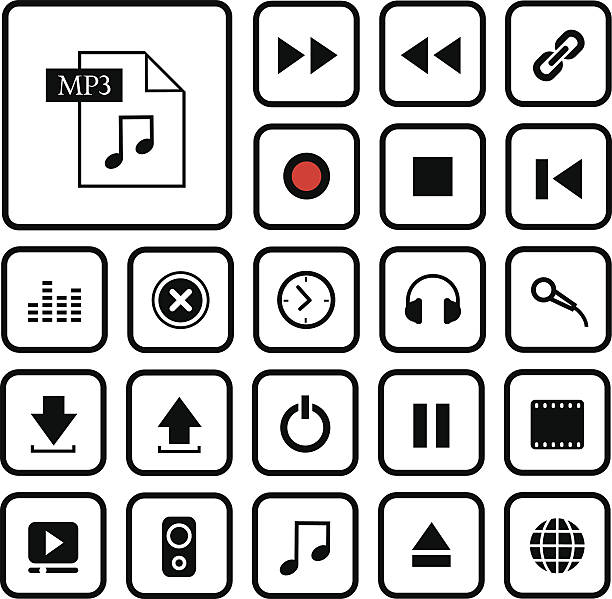 music button icon set - chelsea news 幅插畫檔、美工圖案、卡通及圖標