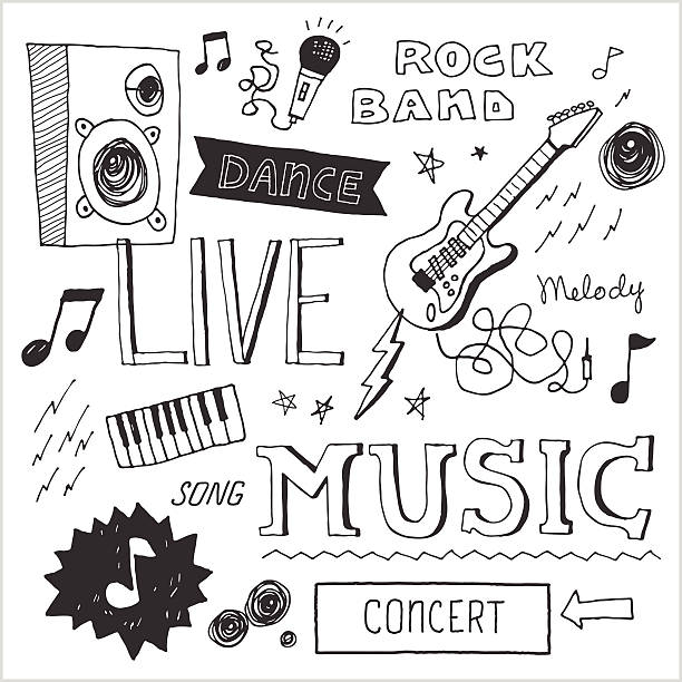 Music Doodles 2 — Vector Elements Music-themed text and graphics in hand-drawn doodle style. Easy-to-edit vector elements. rock musician stock illustrations