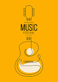 istock Music festival poster design template background decorative with outline guitar 1320236571