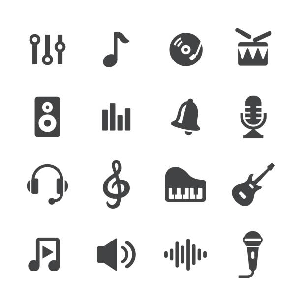 ilustraciones, imágenes clip art, dibujos animados e iconos de stock de íconos de la música - serie acme - music