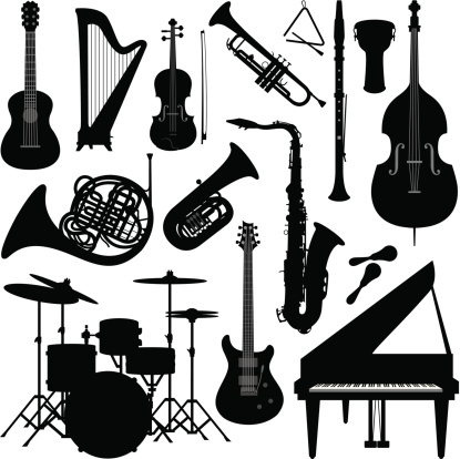 Music instruments silhouette