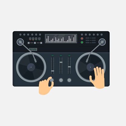 DJ music mixer. Turntable