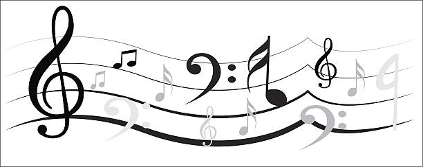 Music Note Design Music Note with different music Symbols mic stencil stock illustrations