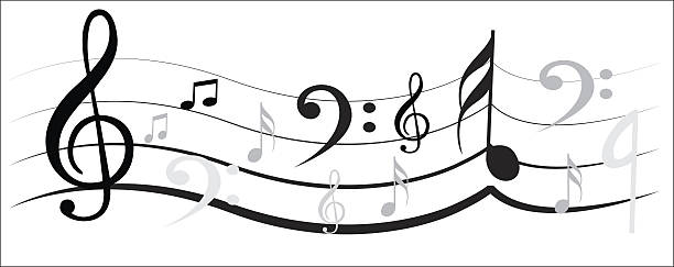 Music Note Music Note with Music Symbols mic stencil stock illustrations