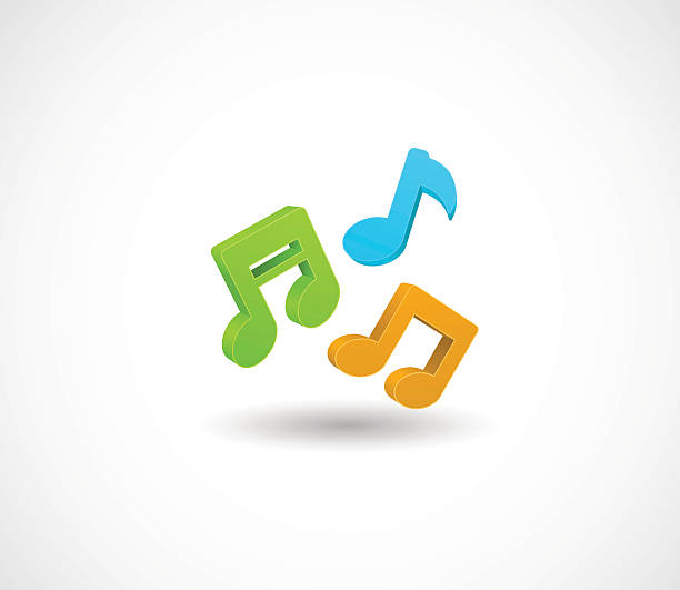music notes 3d icon colored music notes 3d icon music symbols stock illustrations