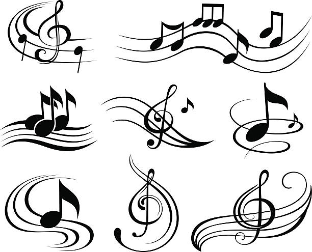 Music notes Set of music design elements or icons. music clipart stock illustrations