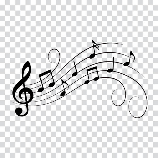 Music notes, wavy design with swirls, vector illustration. Music notes, wavy design with swirls, vector illustration. music symbols stock illustrations
