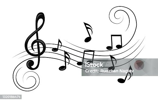 istock Music notes, with curves and swirls 1320186474