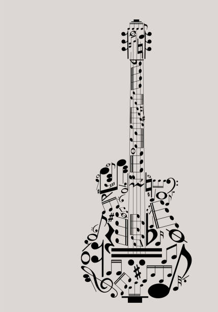 Music poster template Music guitar concept made with musical symbols guitar backgrounds stock illustrations
