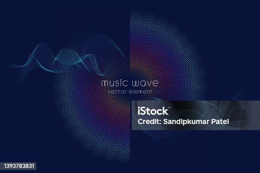 istock Music poster. Vector abstract background with a colored dynamic waves 1393783831