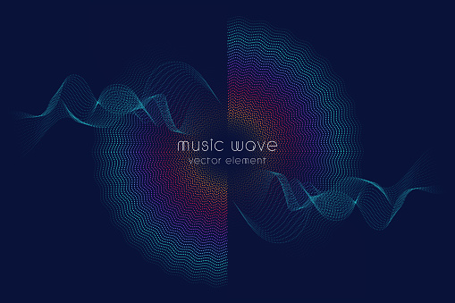Music poster. Vector abstract background with a colored dynamic waves