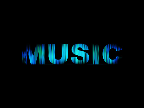Music vector logo. Abstract color word art. vector
