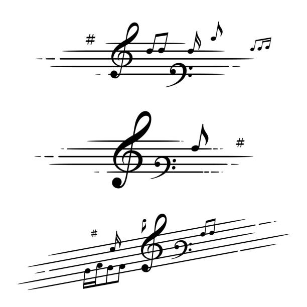musical notes musical notes design elements music drawings stock illustrations