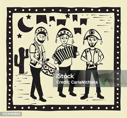 istock Musicians playing in Festa Junina vector 1323590803