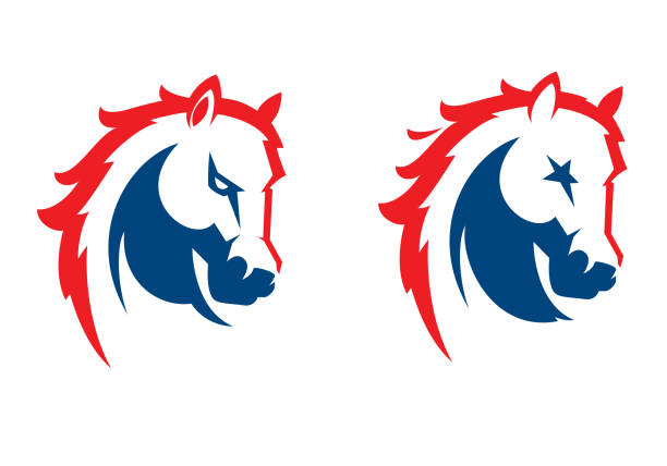 Mustang head sport mascot Mustang sport mascot. Horse head logotype. Label. Emblem mustang stock illustrations