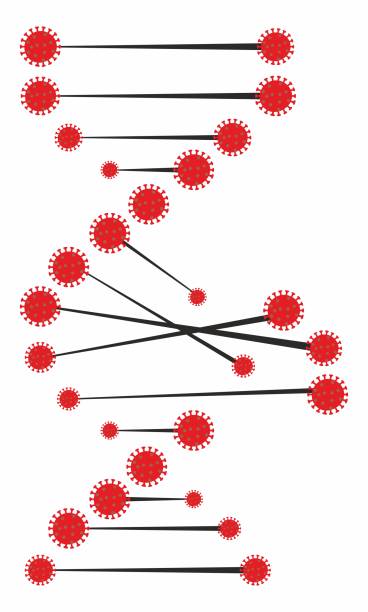 mutiertes coronavirus-dna-konzept. - coronavirus mutation stock-grafiken, -clipart, -cartoons und -symbole