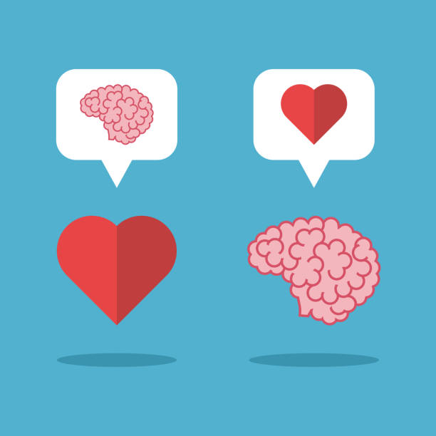 Mutual love brain, heart vector art illustration