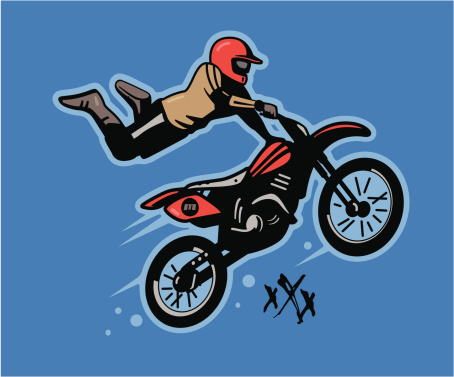 Motocross rider doing a Superman trick. Professional clip art for your print project or Web site. vector