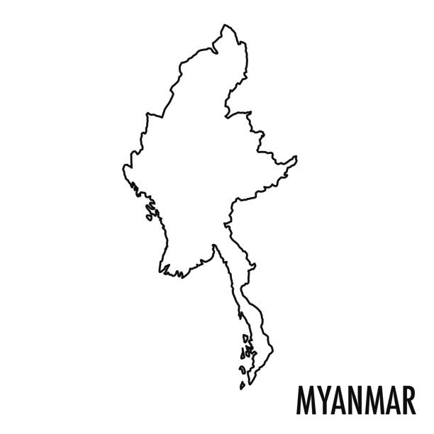 Myanmar map vector line illustration vector art illustration