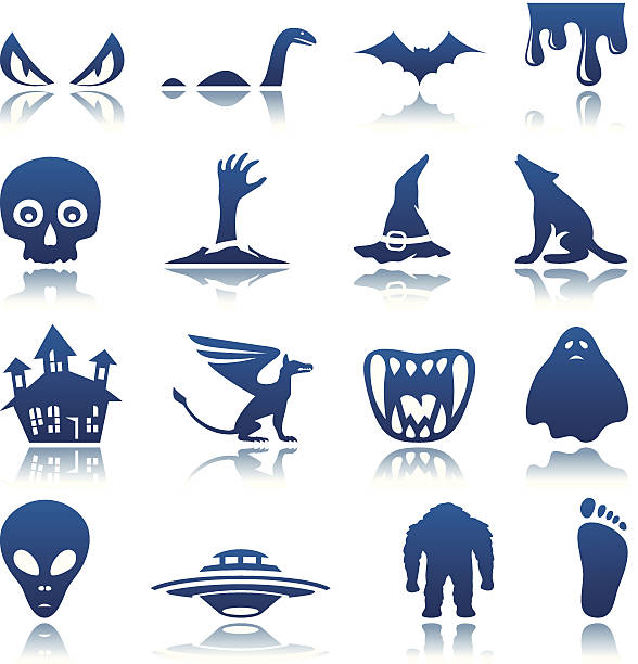 Mysterious and horror icon set Set of mysterious and horror icons. Contains hi-res jpeg. loch ness monster stock illustrations