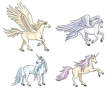 Mythical horses - vector illustration