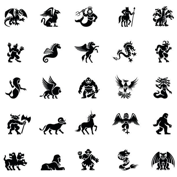 Mythological characters Mythical Creatures neptune roman god stock illustrations