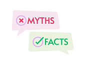 Myths facts icon vector color concept, idea of true or false information, fake or truth image
