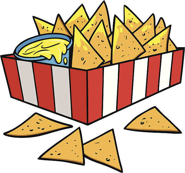 начос - cartoon of a nachos and cheese stock illustrations.