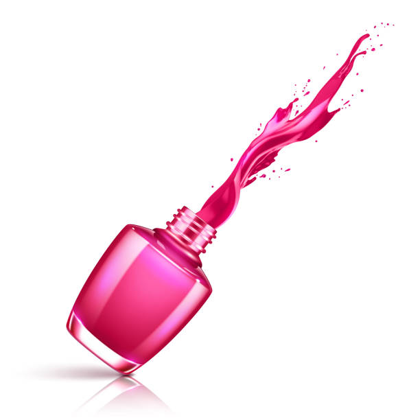 Nail polish flowing from the bottle Nail polish flowing from the bottle nail polish bottle stock illustrations