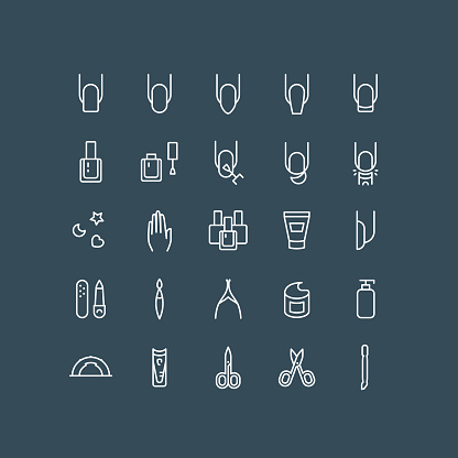 Nail Polish Manicure Line Icons Editable Stroke