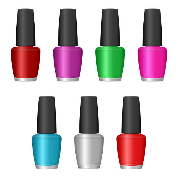 Nail polish set Nail polish set on a white background. Vector illustration. nail polish bottle stock illustrations