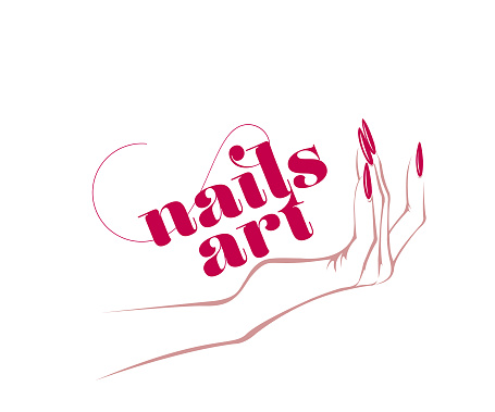 Nails Art Vector Illustrationwoman Hand With Long Nails And Red Nail ...