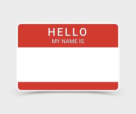 Name tag hello sticker badge. My nametag label vector hello card introduction blank sign
