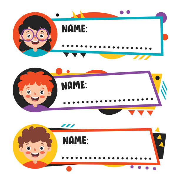 Name Tags For School Children Name Tags For School Children avatar borders stock illustrations