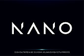 istock Nano, a modern minimalist futuristic alphabet font design 1208886905