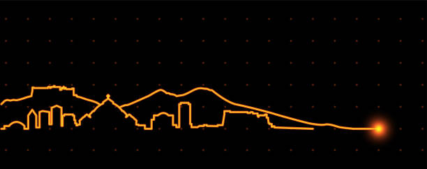 neapol light streak skyline - napoli stock illustrations