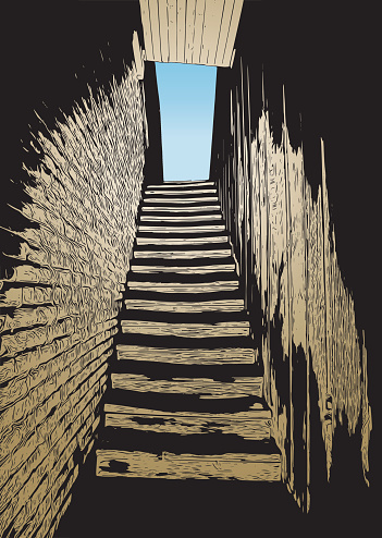 Narrow old stairway
