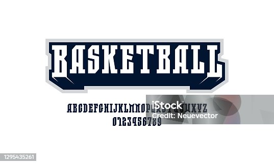 istock Narrow serif font in the sport style 1295435261