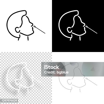 istock Nasal swab test. Icon for design. Blank, white and black backgrounds - Line icon 1297974029