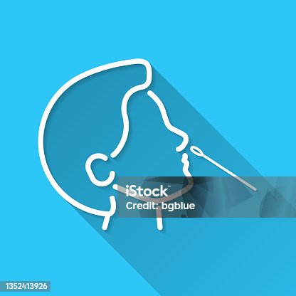 istock Nasal swab test. Icon on blue background - Flat Design with Long Shadow 1352413926