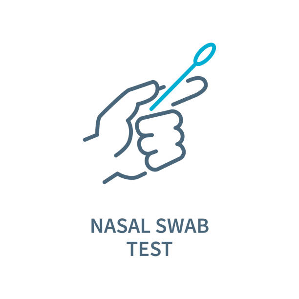 Nasal Swab Test Virus - Icon. Coronavirus vector illustration Nasal Swab Test Virus - Icon. Coronavirus vector illustration cotton swab stock illustrations