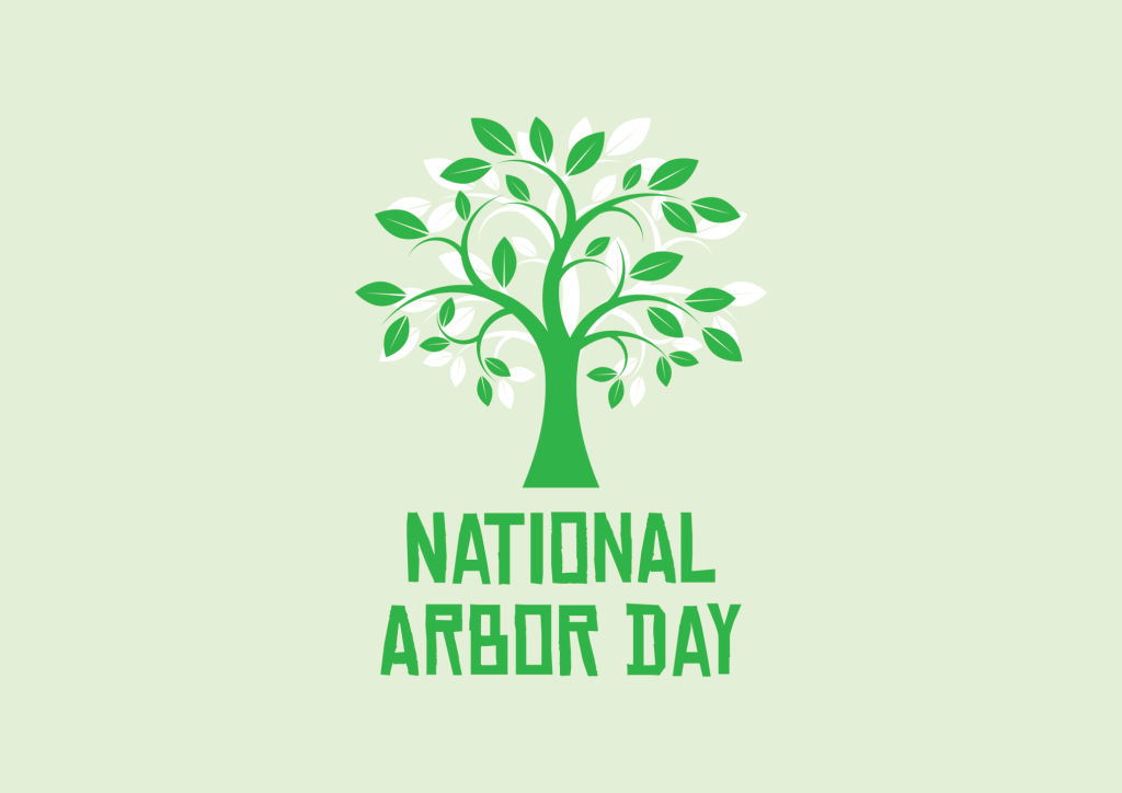 Green Tree silhouette vector. Simple Tree icon vector. Arbor Day Poster, last Friday in April. Important day