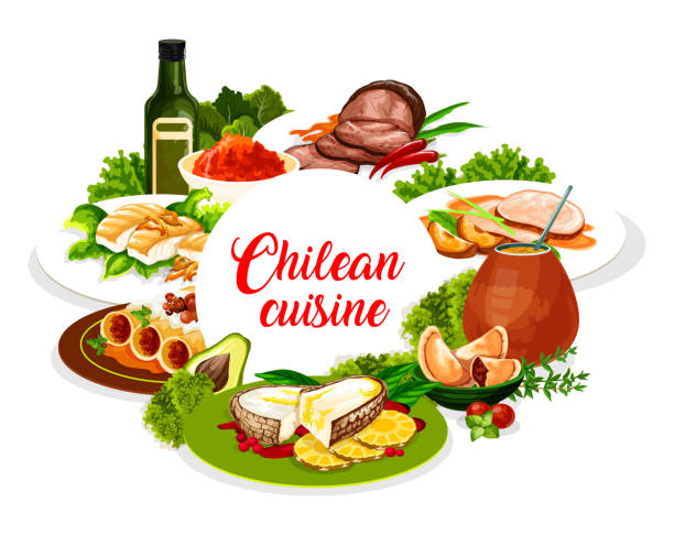 チリの本格的な料理メニュー - とうもろこし チリ共和国点のイラスト素材／クリップアート素材／マンガ素材／アイコン素材