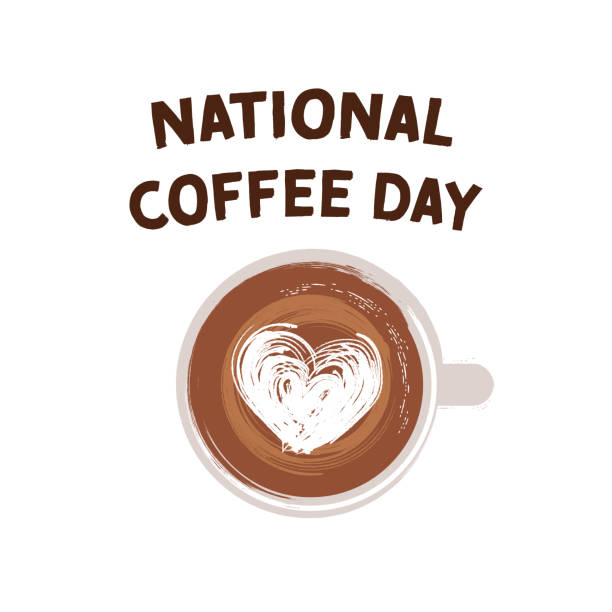 National Coffee Day. Hand drawn vector logotype. National Coffee Day. Hand drawn vector logotype. caffeine stock illustrations